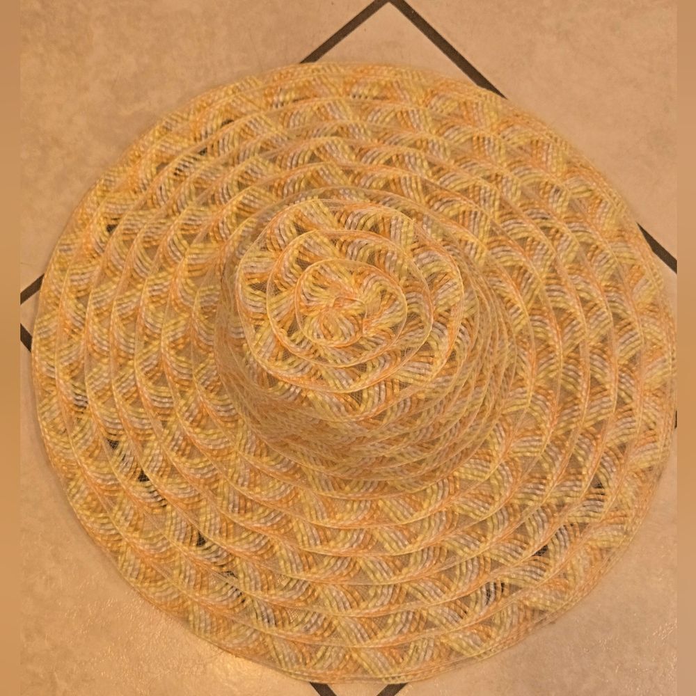 Woven Straw Hat in Yellow and Cream